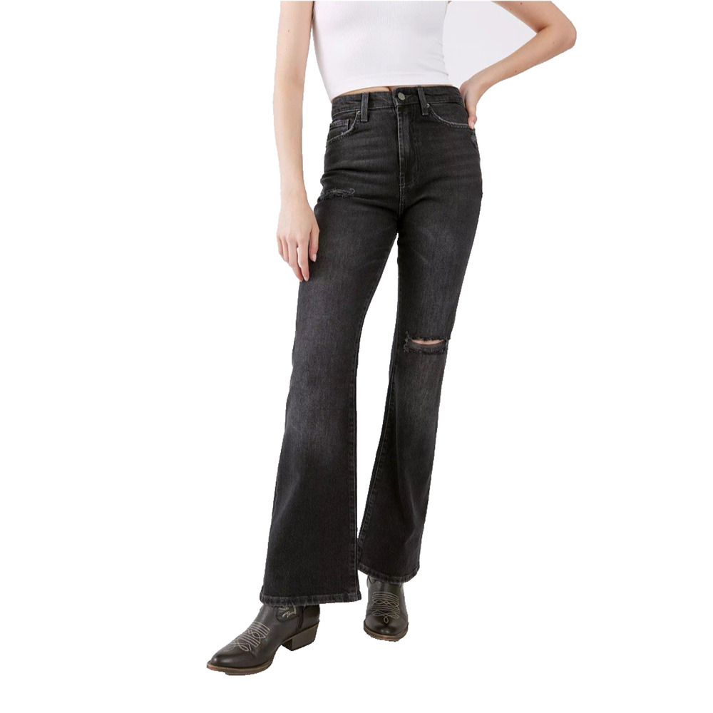 Urban Outfitters BDG Jeans Womens 24 Stretch High Rise Flare Black Grunge Punk